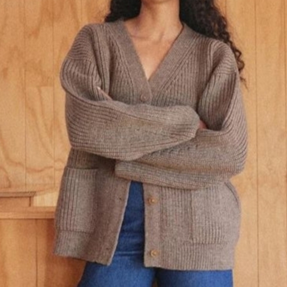 First Rite Maia Highland Wool Cardigan Bark Large - Picture 2 of 8